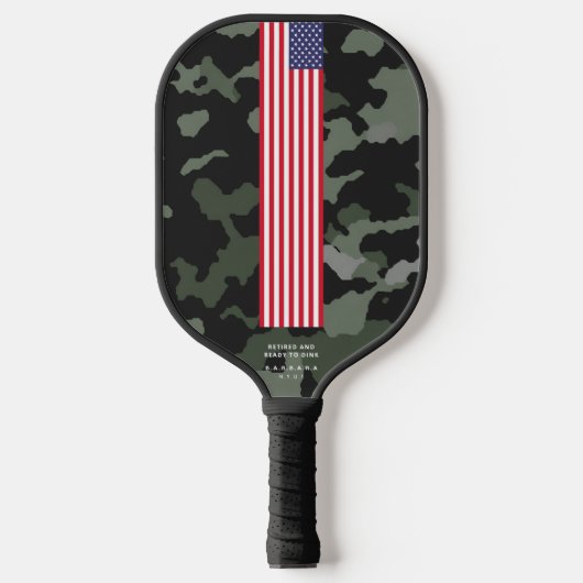Modern 4 juli Sterren Stripes US Vlag Camo Pickleball Paddle (Voorkant)