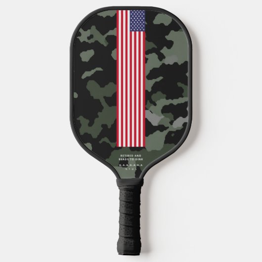 Modern 4 juli Sterren Stripes US Vlag Camo Pickleball Paddle (Achterkant)