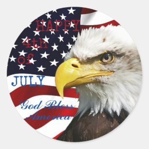 Modern 4 juli US Vlag Amerikaanse Adelaar Ronde Sticker