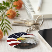 Modern 4 juli VS vlag Amerikaanse patriot Sleutelhanger (Zijkant)