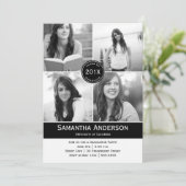 Modern 4 Photo Afstuderen Invitation - Black Kaart (Staand voorkant)