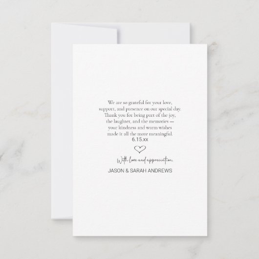 Modern 4 Photo Black White Filmstrip Wedding  Bedankkaart (Achterkant)