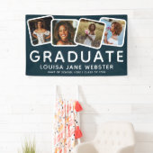 Modern 4 Photo Collage Afstuderen Afstuderen Navy Spandoek (Insitu)