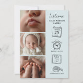 Modern 4 Photo Collage Birth Announcement Card Kaart (Voorkant)