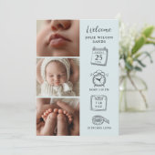 Modern 4 Photo Collage Birth Announcement Card Kaart (Staand voorkant)
