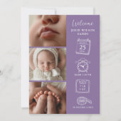 Modern 4 Photo Collage Birth Announcement Card Kaart (Voorkant)