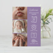 Modern 4 Photo Collage Birth Announcement Card Kaart (Staand voorkant)