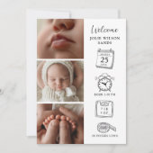 Modern 4 Photo Collage Birth Announcement Card Kaart (Voorkant)