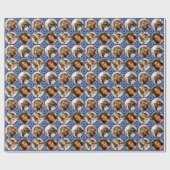 Modern 4 Photo Collage Circle Heart Pattern Navy Cadeaupapier (Vlak)