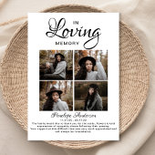 Modern 4 Photo Collage Funeral Bedankkaart