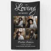 Modern 4 Photo Collage Funeral Spandoek (Verticaal)