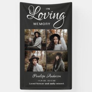 Modern 4 Photo Collage Funeral Spandoek