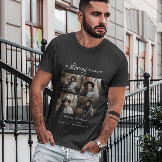 Modern 4 Photo Collage Funeral T-Shirt