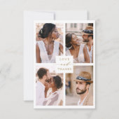 Modern 4 Photo Collage Gold Wedding Bedankkaart (Voorkant)