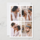 Modern 4 Photo Collage Gold Wedding Save The Date (Voorkant)