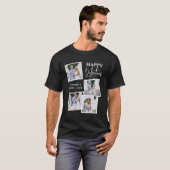 Modern 4 Photo Collage Happy Valentine’s Day Black T-shirt (Voorkant volledig)