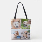 Modern 4 Photo Collage Monogram Pet Hondenliefhebb Tote Bag (Achterkant)