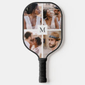 Modern 4 Photo Collage Monogram Pickleball Paddle (Voorkant)
