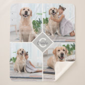 Modern 4 Photo Collage Pet Dog Sherpa Deken (Voorkant)