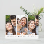 Modern 4 Photo Collage Simple Trendy Save The Date (Staand voorkant)