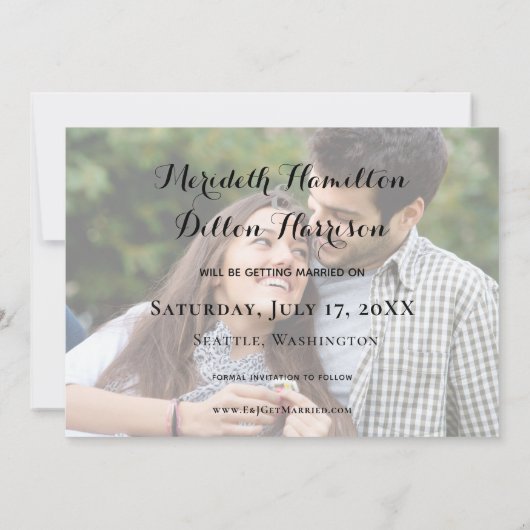 Modern 4 Photo Collage Simple Trendy Save The Date (Achterkant)