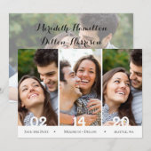 Modern 4 Photo Collage Simple Trendy Save The Date (Voorkant / Achterkant)