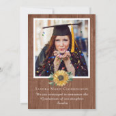 Modern 4 Photo Collage Sunflower afstuderen Rustic Aankondiging (Achterkant)