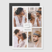 Modern 4 Photo Collage Wedding Bedankt Magnetic (Voorkant / Achterkant)