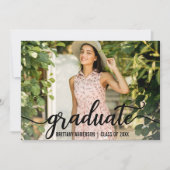 Modern 4 Photo Graduation Party Invitation W Kaart (Voorkant)
