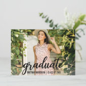Modern 4 Photo Graduation Party Invitation W Kaart (Staand voorkant)