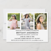 Modern 4 Photo Graduation Party Invitation W Kaart (Achterkant)