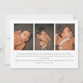 Modern 4-Photo "Hello" New Baby Birth Aankondiging (Achterkant)