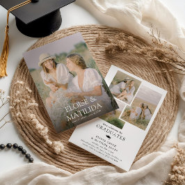 Modern 4 Photo Joint Graduation Party Kaart