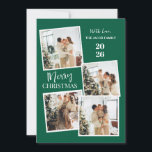 Modern 4 Photo Polaroid Grid Merry Christmas Feestdagenkaart<br><div class="desc">Capture all your favorite holiday memories with this fun and modern 4-photo polaroid-style Christmas design. The vibrant red backdrop and trendy vertical typography create a joyful and casual greeting that perfectly showcases your family’s festive spirit</div>