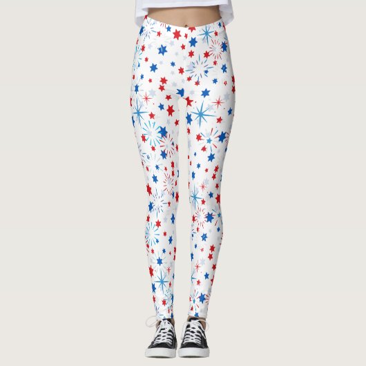 Modern 4th Juli Patroon 02 N BG Leggings (Voorkant)