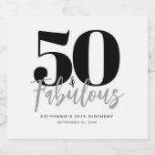 Modern 50 and Fabulous Bold 50th Birthday Party Sparkling Wijnetiket (Enkel label)