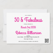 Modern 50 and Fabulous Pink 50th Birthday Kaart (Voorkant)