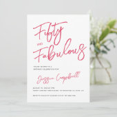 Modern 50 and Fabulous Pink 50th Birthday Party Kaart (Staand voorkant)