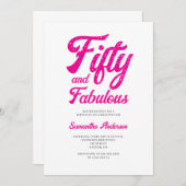 Modern 50 and Fabulous Pink 50th Birthday Party Kaart (Voorkant / Achterkant)