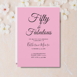 Modern 50 and Fabulous Pink 50th Birthday Party Kaart