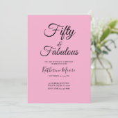Modern 50 and Fabulous Pink 50th Birthday Party Kaart (Staand voorkant)