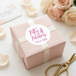 Modern 50 and Fabulous Pink 50th Birthday Party Ronde Sticker