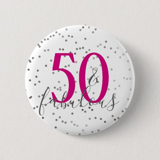 Modern 50 en Fabulous Birthday Confetti Button (Voorkant)