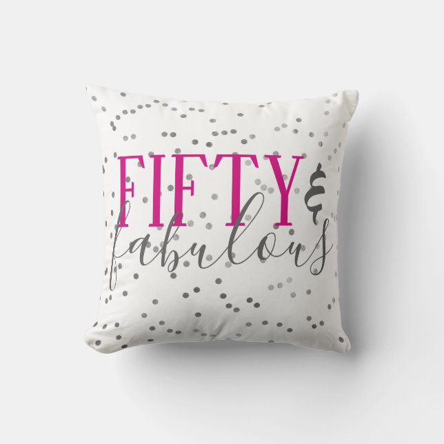 Modern 50 en Fabulous Birthday Confetti Pillow Kussen (Voorkant)