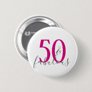 Modern 50 en Fabulous Birthday Party Button