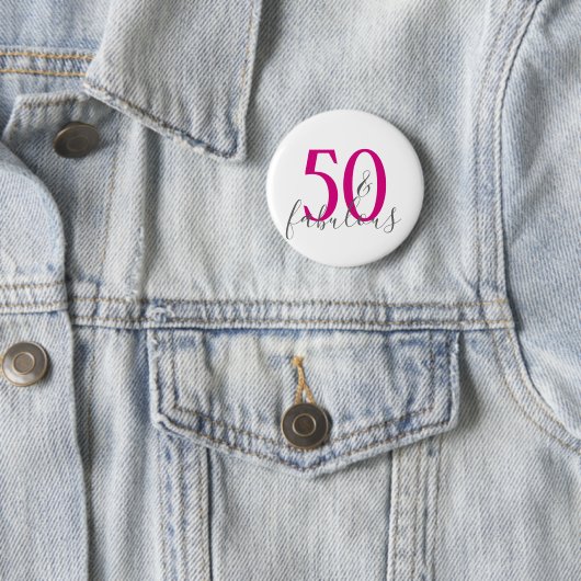 Modern 50 en Fabulous Birthday Party Button (In situ)