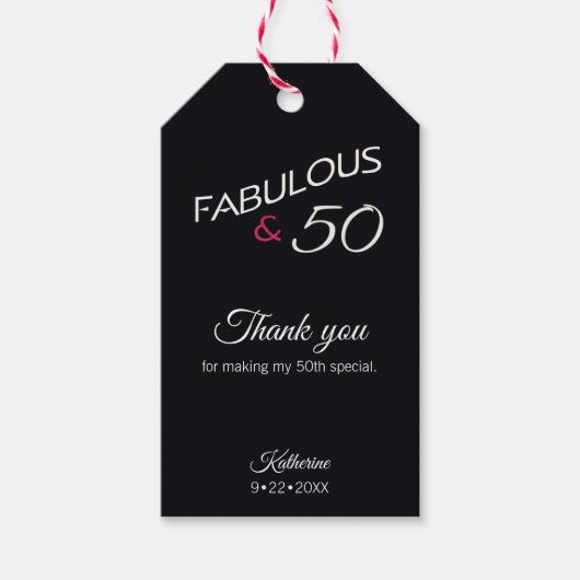 Modern 50 en Fabulous Black Dank u Cadeaulabel (Voorkant)