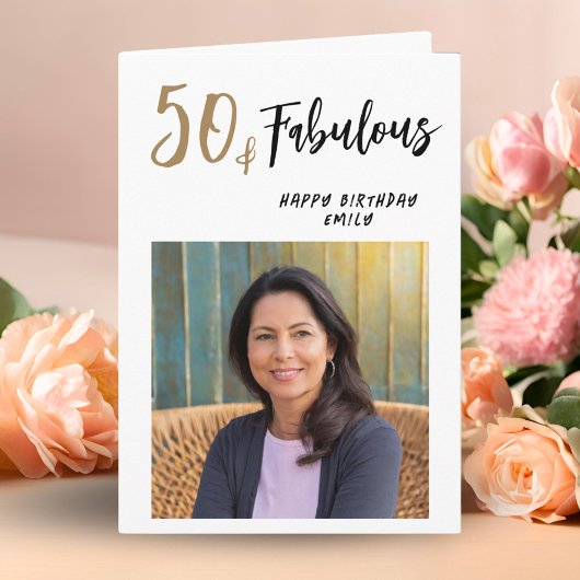 Modern 50 en Fabulous Foto 50ste Verjaardag Kaart