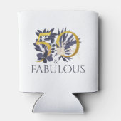 Modern 50 en Fabulous Gold Blue Typografie Floral Blikjeskoeler (Achterkant)