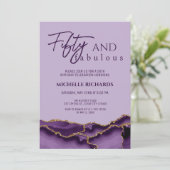 Modern 50 en Fabulous Paarse Gouden Agaat Kaart (Staand voorkant)